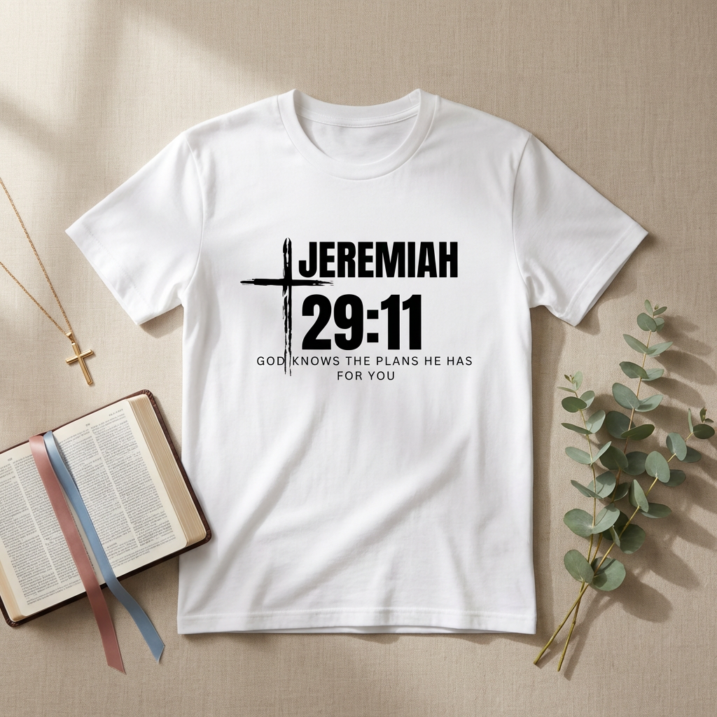 Jeremiah 29:11 T-Shirt – Faith Based Graphic Tee | Christian Inspirational Shirt | God’s Plan Scripture Tee