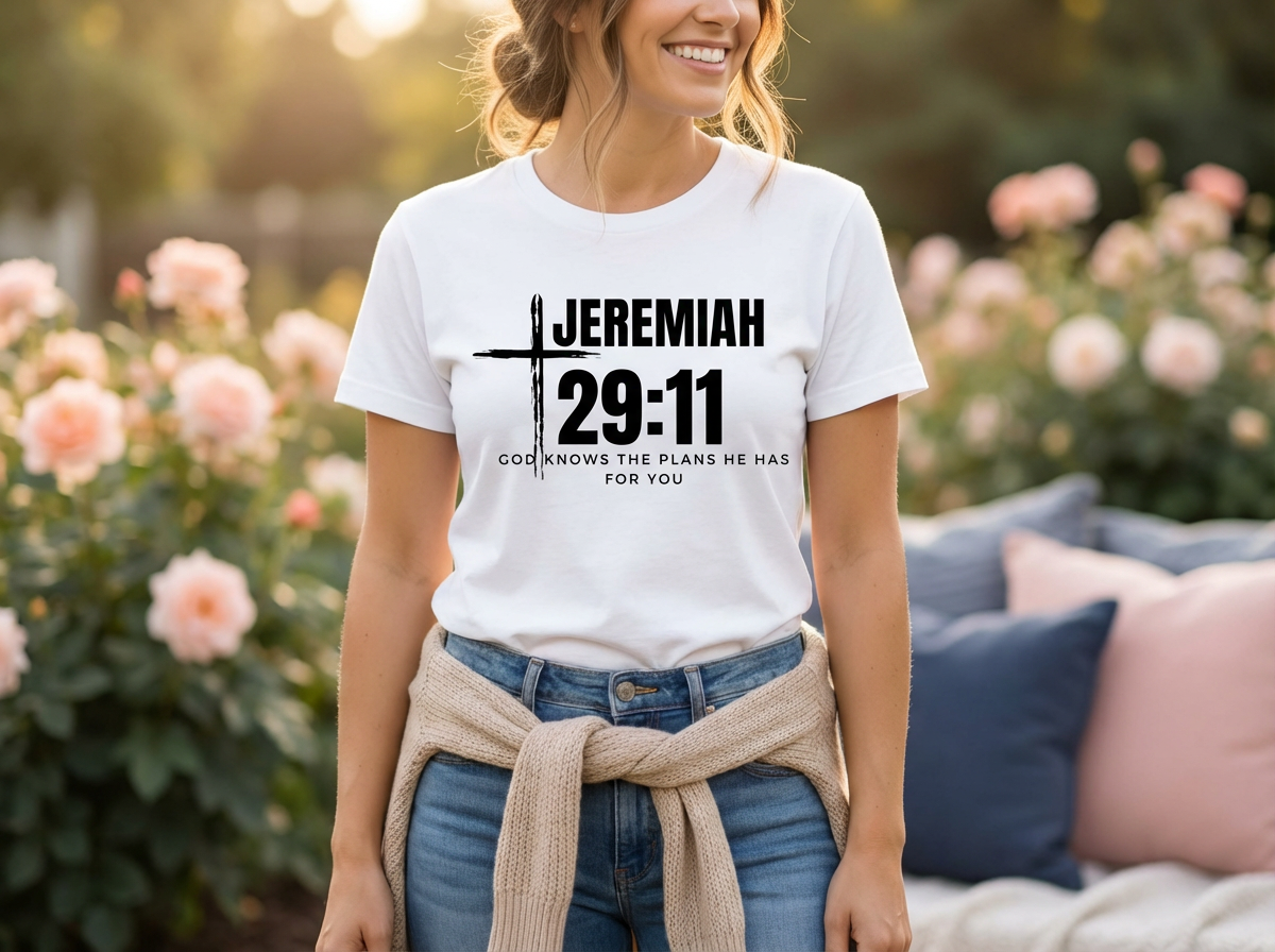 Jeremiah 29:11 T-Shirt – Faith Based Graphic Tee | Christian Inspirational Shirt | God’s Plan Scripture Tee